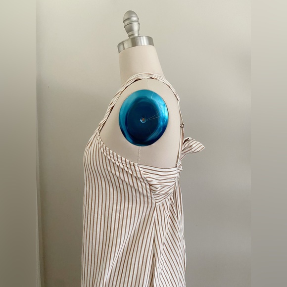 By Anthropologie Sleeveless Bow-Back Maxi Dress SIZE S new ivory stripes new nwt - Picture 5 of 7